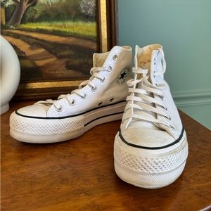 White Converse Platform High Tops